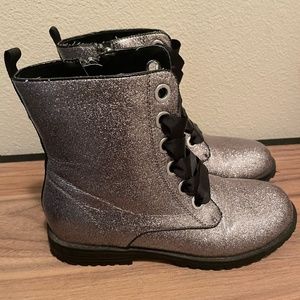 Macy’s Silver Boots Girls Shiny Booties